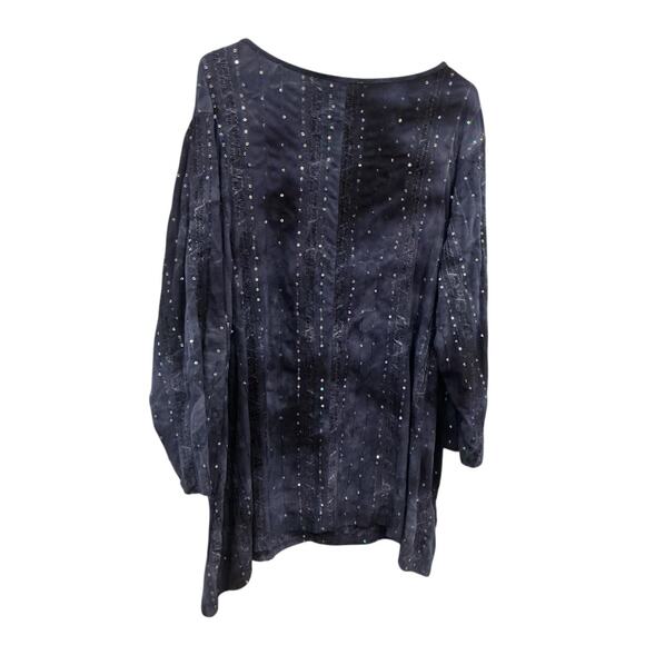 Vintage Womens Fairy Shirt Plus Size 3X Blue Sequin Embroidered Crochet Boho Y2K - Picture 5 of 8